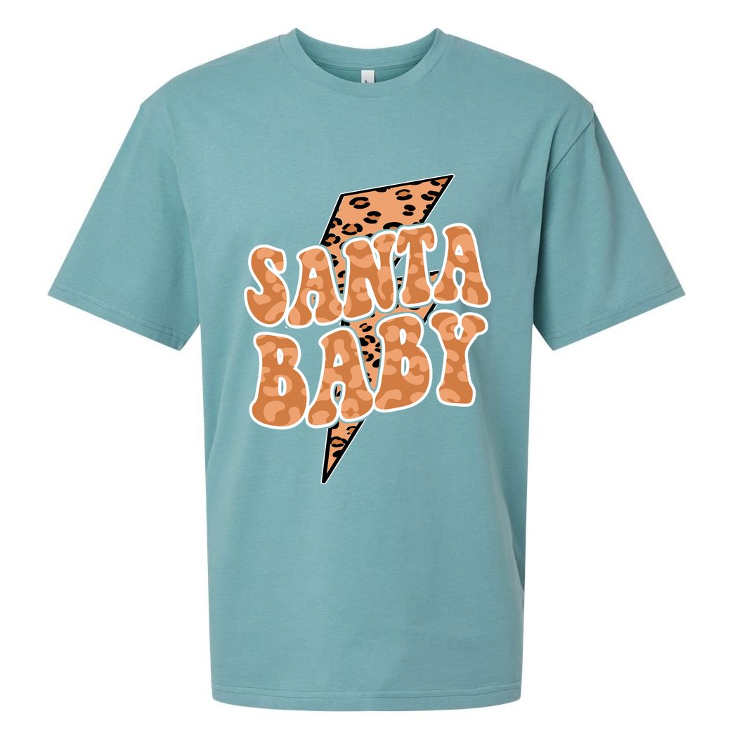 Santa Baby Lightning Cheetah Christmas Sueded Cloud Jersey T-Shirt
