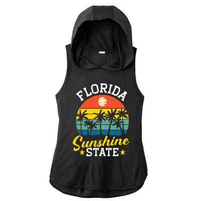 Summer Beach Lover Florida Sunshine State Ladies PosiCharge Tri-Blend Wicking Draft Hoodie Tank