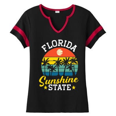 Summer Beach Lover Florida Sunshine State Ladies Halftime Notch Neck Tee