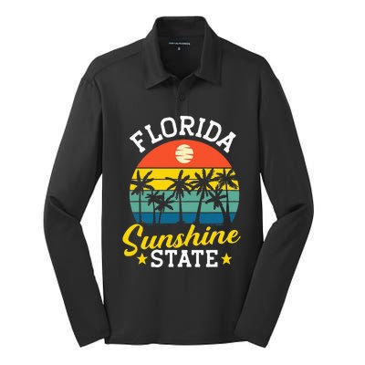 Summer Beach Lover Florida Sunshine State Silk Touch Performance Long Sleeve Polo