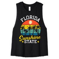 Summer Beach Lover Florida Sunshine State Women's Racerback Cropped Tank