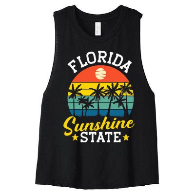 Summer Beach Lover Florida Sunshine State Women's Racerback Cropped Tank