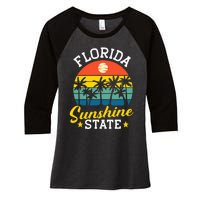 Summer Beach Lover Florida Sunshine State Women's Tri-Blend 3/4-Sleeve Raglan Shirt