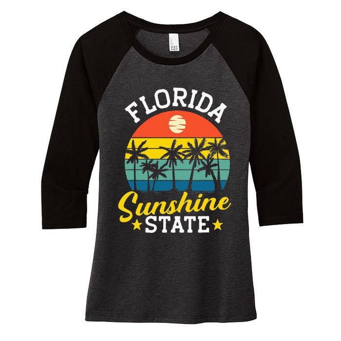 Summer Beach Lover Florida Sunshine State Women's Tri-Blend 3/4-Sleeve Raglan Shirt