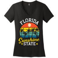 Summer Beach Lover Florida Sunshine State Women's V-Neck T-Shirt