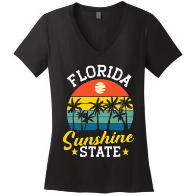 Summer Beach Lover Florida Sunshine State Women's V-Neck T-Shirt