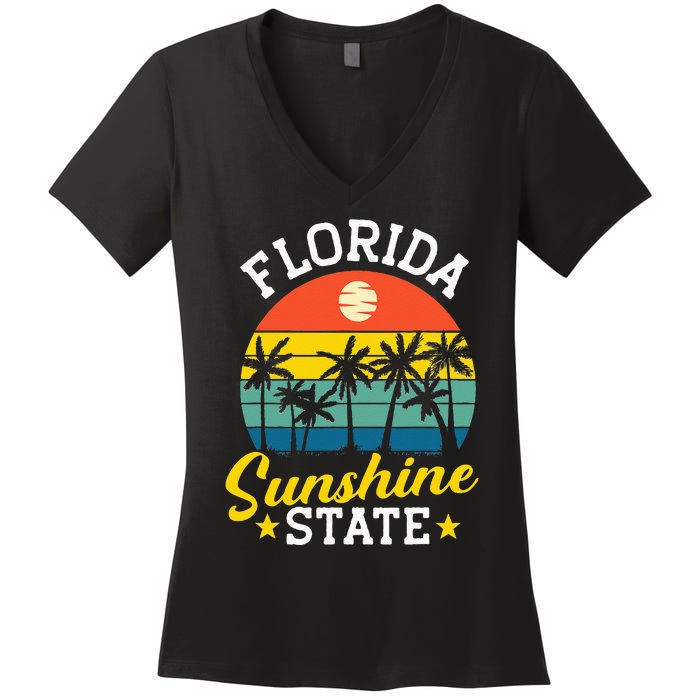 Summer Beach Lover Florida Sunshine State Women's V-Neck T-Shirt