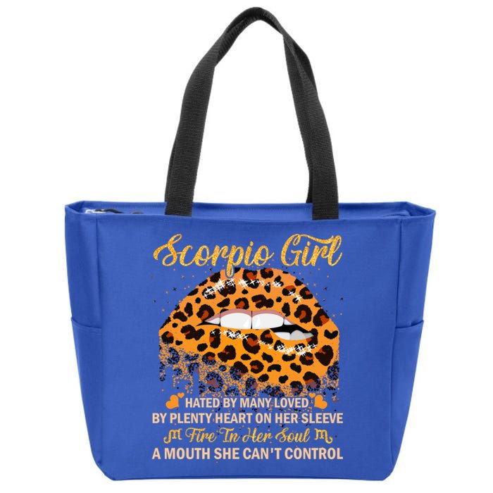 Scorpio Birthday Leopard Sexy Lip Zodiac Cool Gift Zip Tote Bag