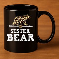 Sister Bear Leopard 11oz C Handle Ceramic Mug