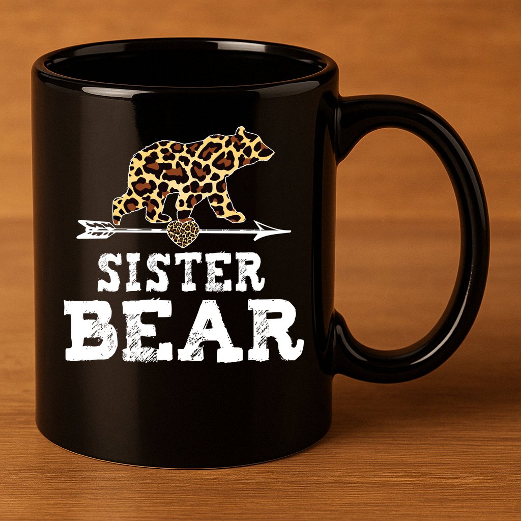 Sister Bear Leopard 11oz C Handle Ceramic Mug