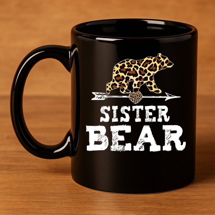 Sister Bear Leopard 11oz C Handle Ceramic Mug