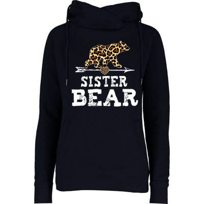 Sister Bear Leopard Womens Funnel Neck Pullover Hood