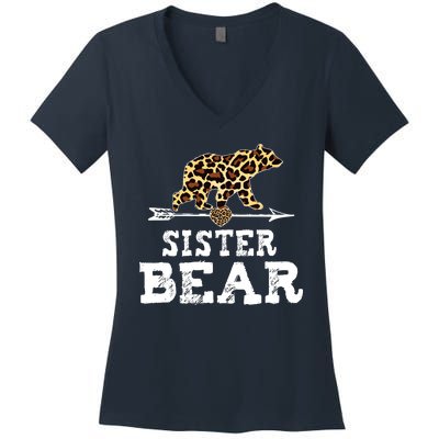 Sister Bear Leopard Women's V-Neck T-Shirt