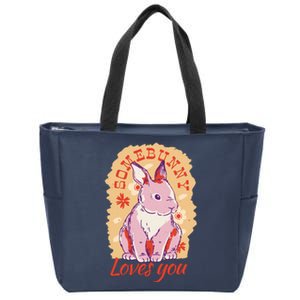 Some Bunny Loves You Cute Zip Tote Bag