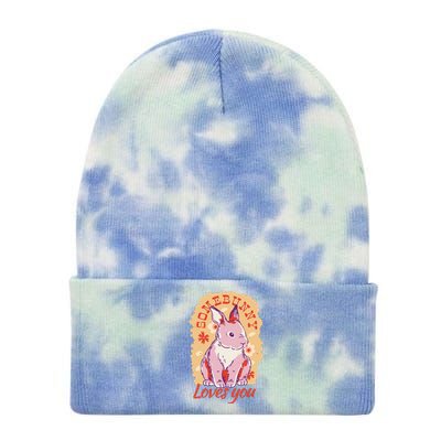 Some Bunny Loves You Cute Tie Dye 12in Knit Beanie