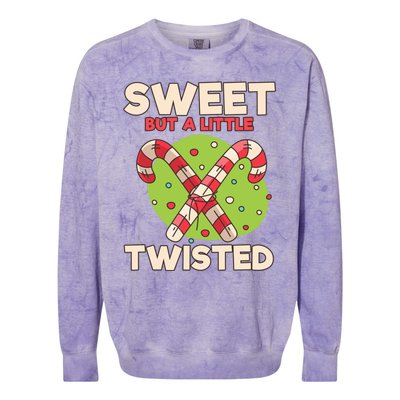 Sweet But Little Twisted Candy Cane Gift Colorblast Crewneck Sweatshirt