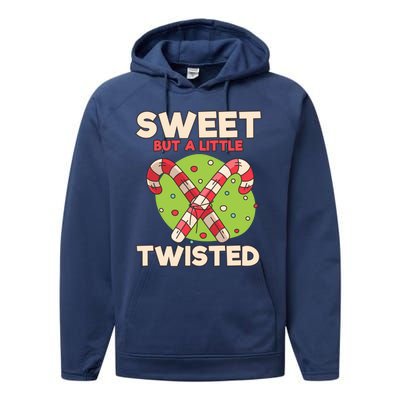 Sweet But Little Twisted Candy Cane Gift Performance Fleece Hoodie