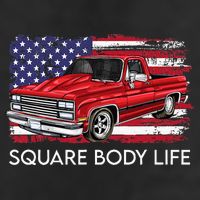 Square Body Life Truck Squarebody American Flag 7 Panel Mesh Trucker Snapback Hat