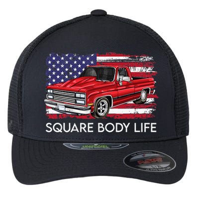 Square Body Life Truck Squarebody American Flag Flexfit Unipanel Trucker Cap