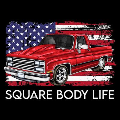 Square Body Life Truck Squarebody American Flag T-Shirt