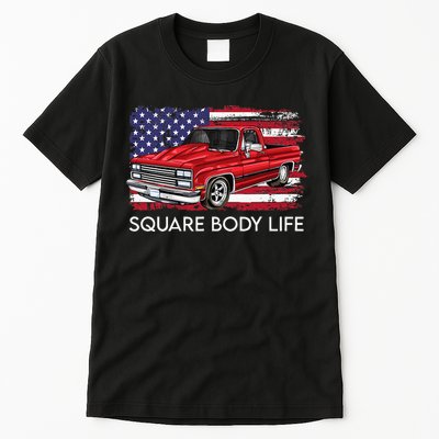 Square Body Life Truck Squarebody American Flag Tall T-Shirt