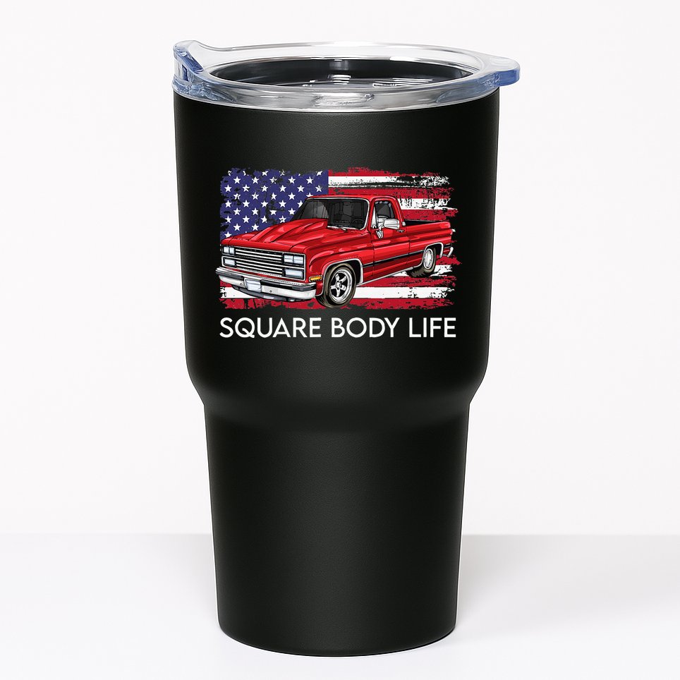 Square Body Life Truck Squarebody American Flag Tumbler