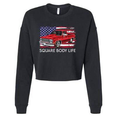 Square Body Life Truck Squarebody American Flag Cropped Pullover Crew