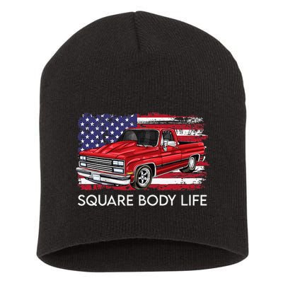 Square Body Life Truck Squarebody American Flag Short Acrylic Beanie