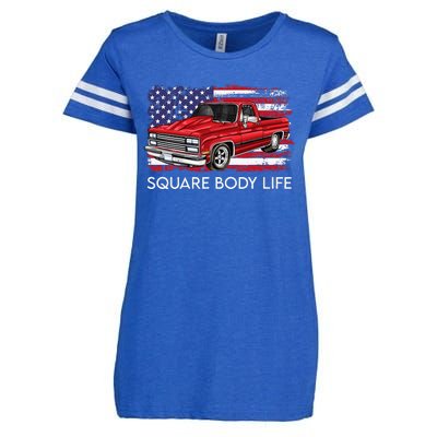 Square Body Life Truck Squarebody American Flag Enza Ladies Jersey Football T-Shirt