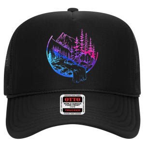 Subtle Bisexual Landscape Bisexuality Bi Ally Lgbt Pride High Crown Mesh Back Trucker Hat