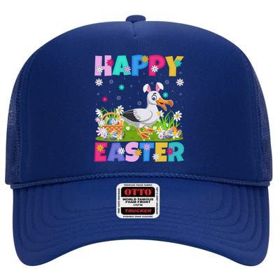 Seagull Bird Lover Happy Easter Bunny Seagull Easter Sunday Gift High Crown Mesh Back Trucker Hat