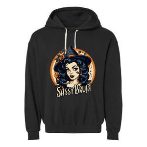 Sassy Bruja Latina Mexican Halloween Witch Women Garment-Dyed Fleece Hoodie