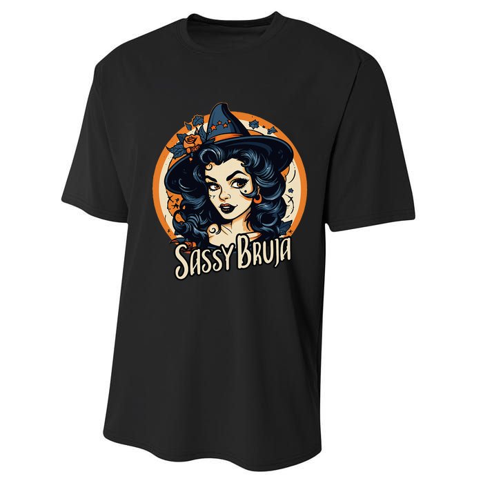 Sassy Bruja Latina Mexican Halloween Witch Women Performance Sprint T-Shirt