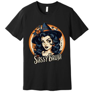 Sassy Bruja Latina Mexican Halloween Witch Women Premium T-Shirt