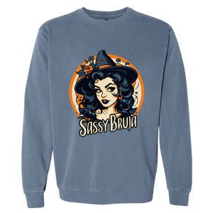 Sassy Bruja Latina Mexican Halloween Witch Women Garment-Dyed Sweatshirt