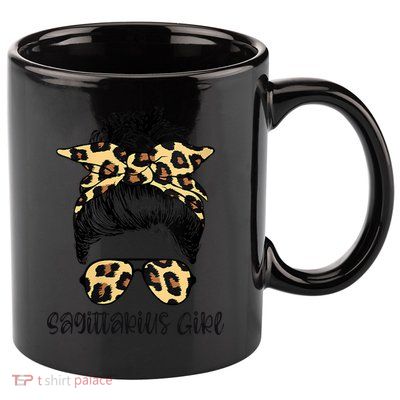 Sagittarius Birthday Leopard Bandana Glasses Zodiac Gift 11oz C Handle Ceramic Mug