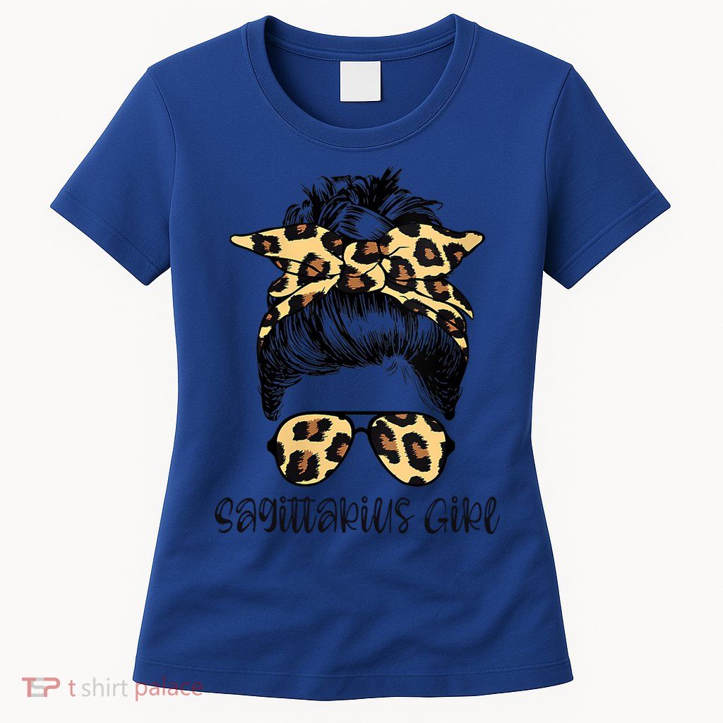 Sagittarius Birthday Leopard Bandana Glasses Zodiac Gift Womens T-Shirt