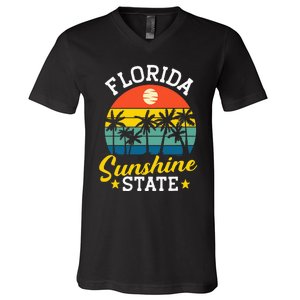 Summer Beach Lover Florida Sunshine State V-Neck T-Shirt