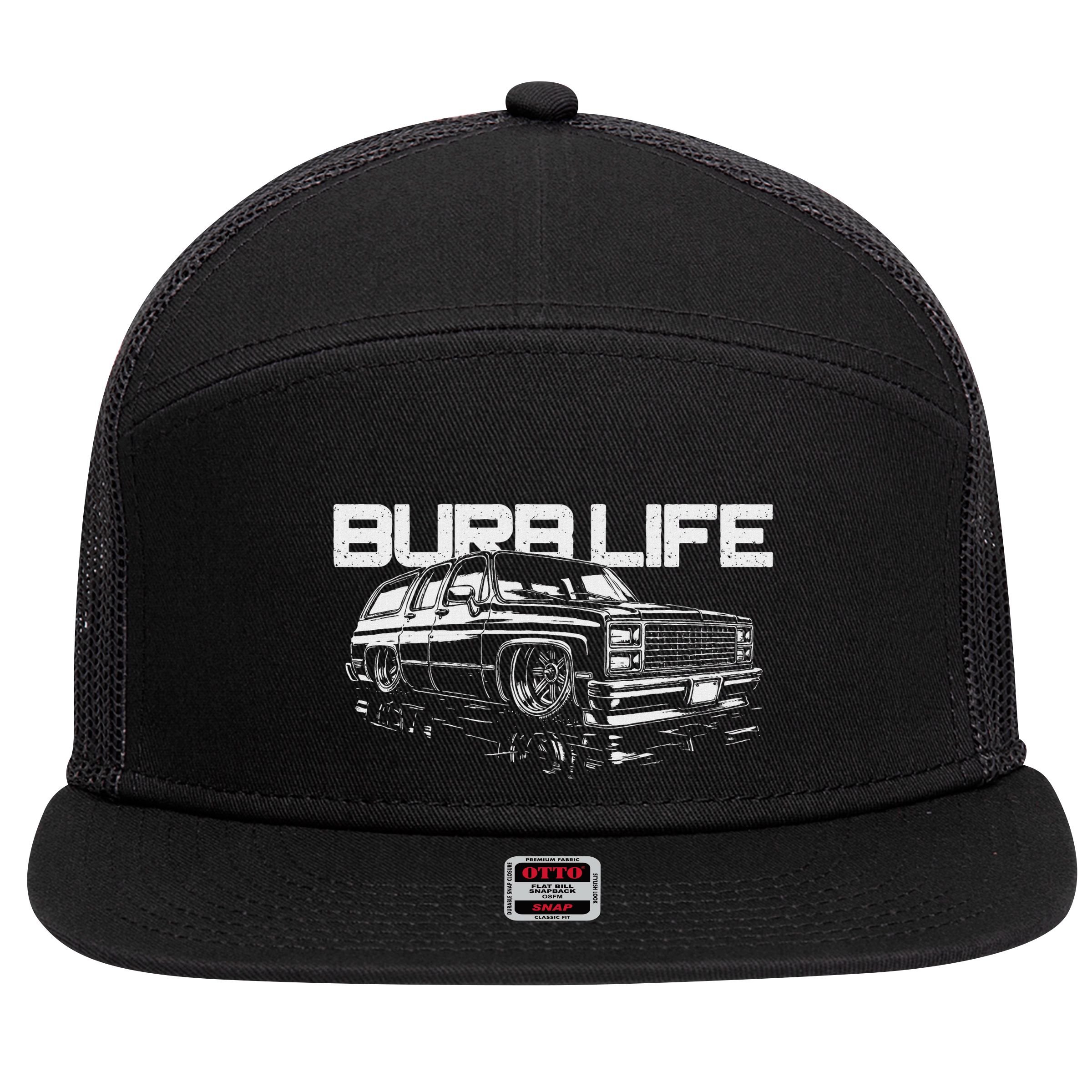 Squarebody Burb Life Truck Squarebody Suburban 7 Panel Mesh Trucker Snapback Hat