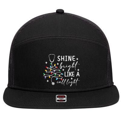  Shine Bright Like A Call Light Christmas Gift For Nurse 7 Panel Mesh Trucker Snapback Hat