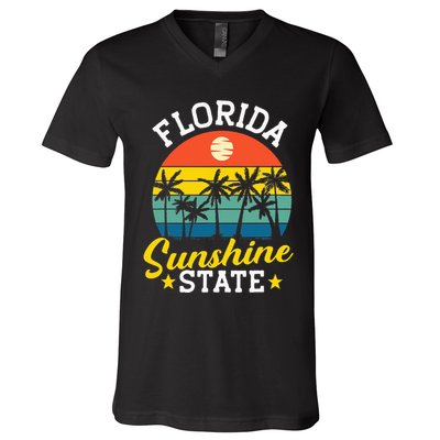 Summer Beach Lover Florida Sunshine State V-Neck T-Shirt