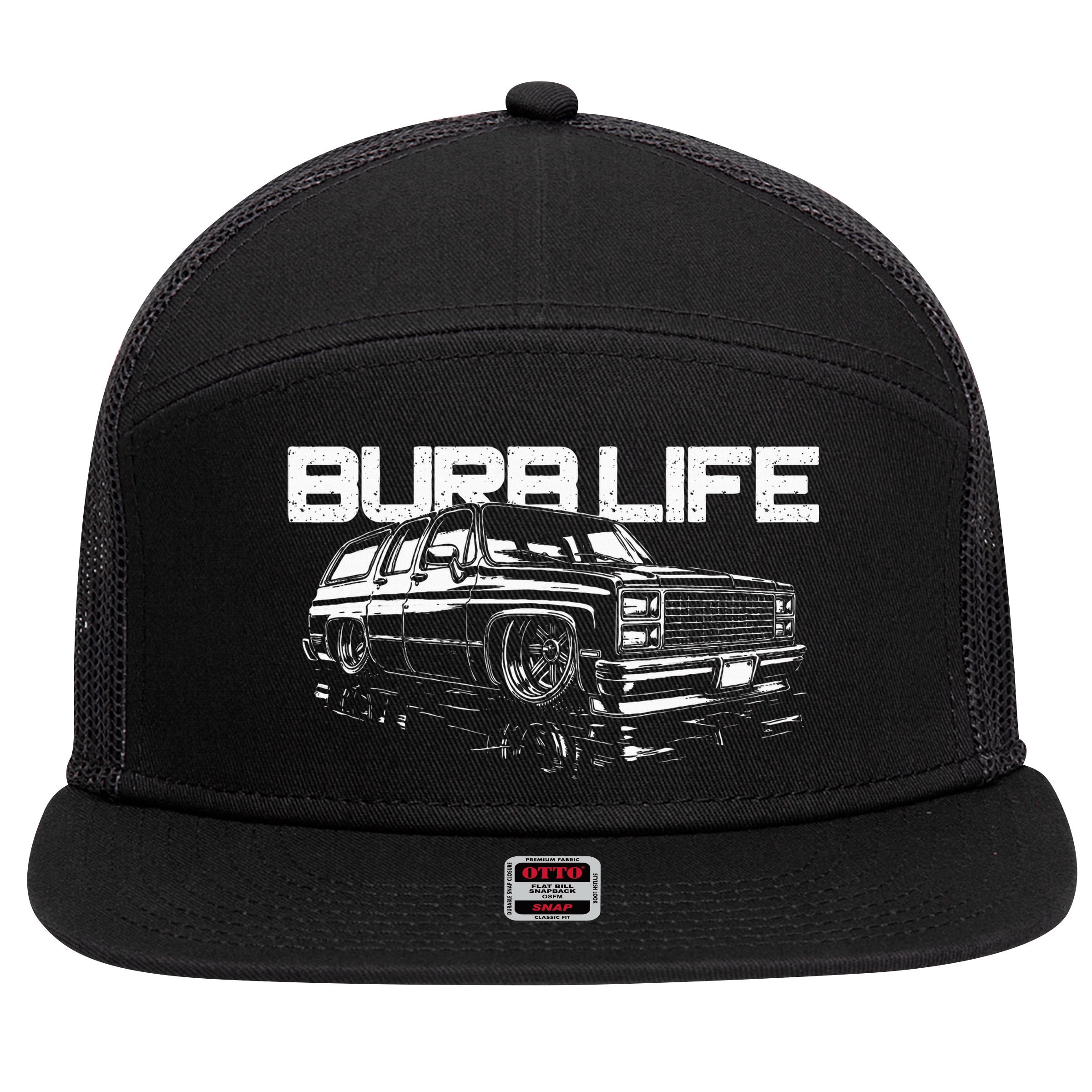 Squarebody Burb Life Truck Squarebody Suburban 7 Panel Mesh Trucker Snapback Hat