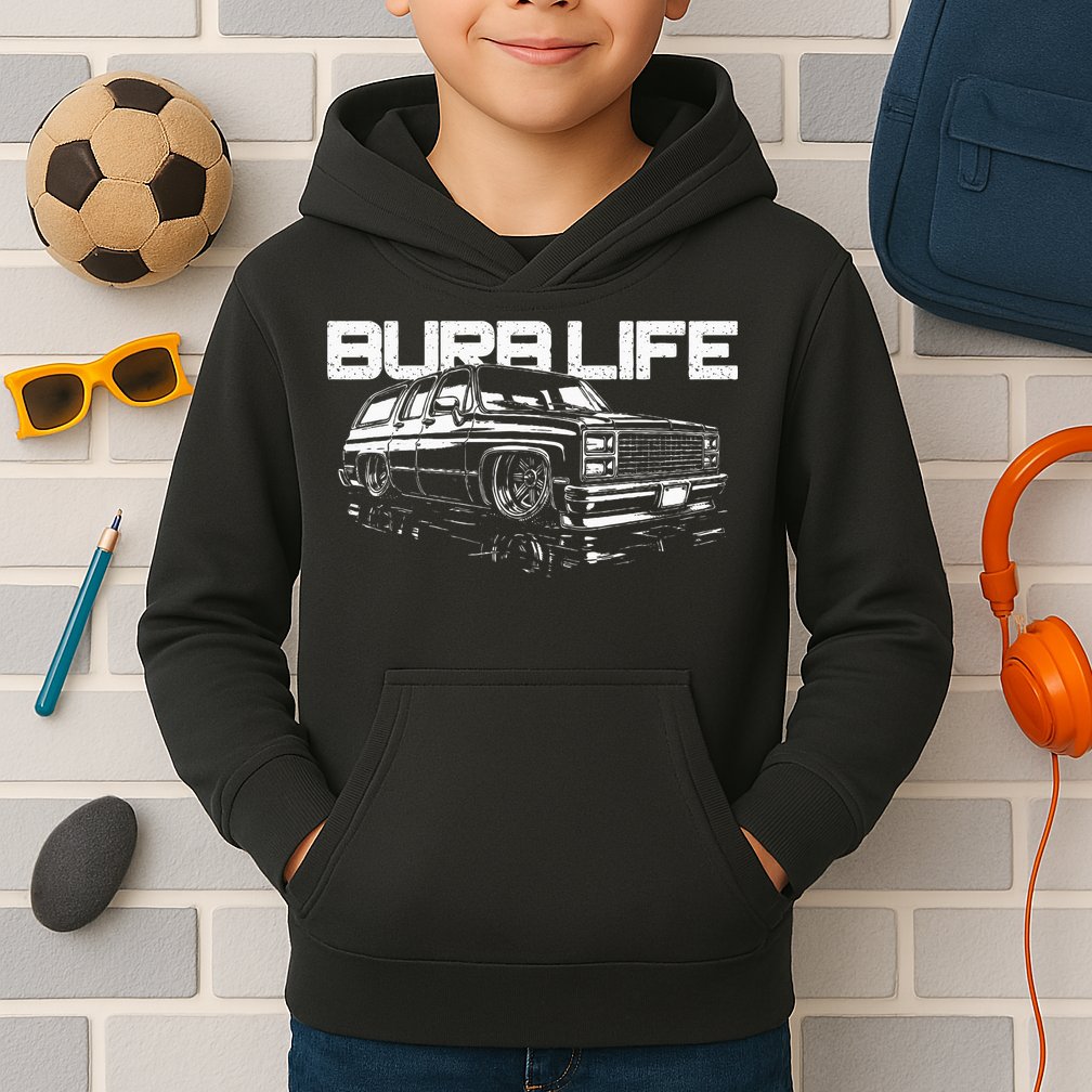 Squarebody Burb Life Truck Squarebody Suburban Kids Hoodie
