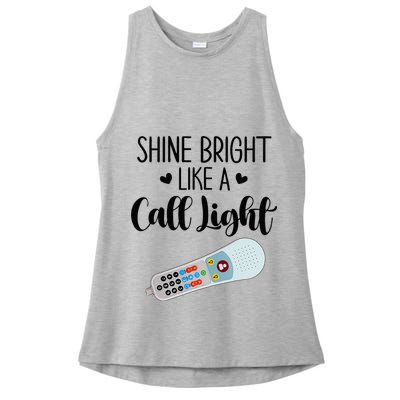 Shines Bright Like Call Light Funny Nurse Aide ER ICU Nurse Ladies PosiCharge Tri-Blend Wicking Tank
