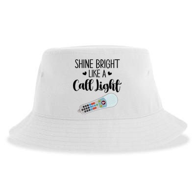 Shines Bright Like Call Light Funny Nurse Aide ER ICU Nurse Sustainable Bucket Hat