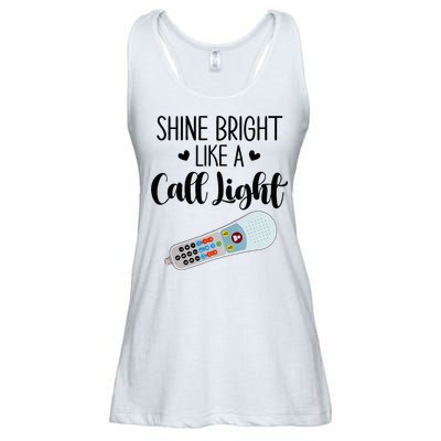 Shines Bright Like Call Light Funny Nurse Aide ER ICU Nurse Ladies Essential Flowy Tank