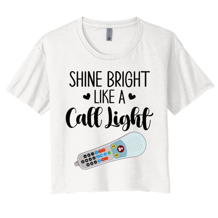 Shines Bright Like Call Light Funny Nurse Aide ER ICU Nurse Crop Top