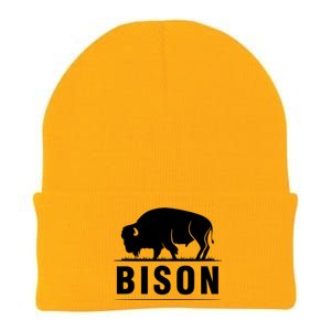 Simple Bison Logo Knit Cap Winter Beanie