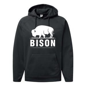 Simple Bison Logo Performance Fleece Hoodie