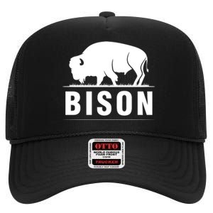 Simple Bison Logo High Crown Mesh Back Trucker Hat